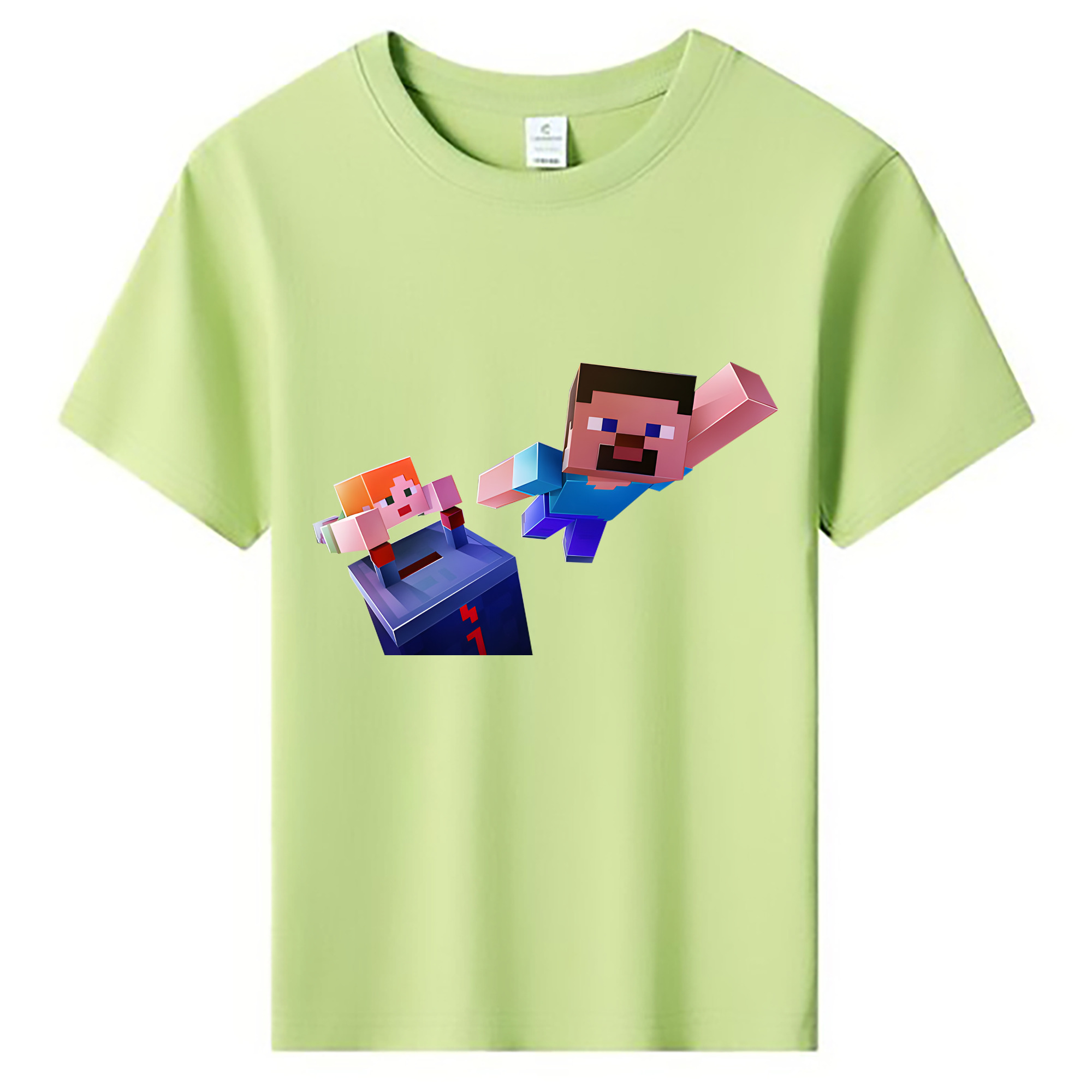 （画像用） マインクラフト ブロックの世界 Minecraft MC Block world 綿100％キッズTシャツ（フロントプリント）